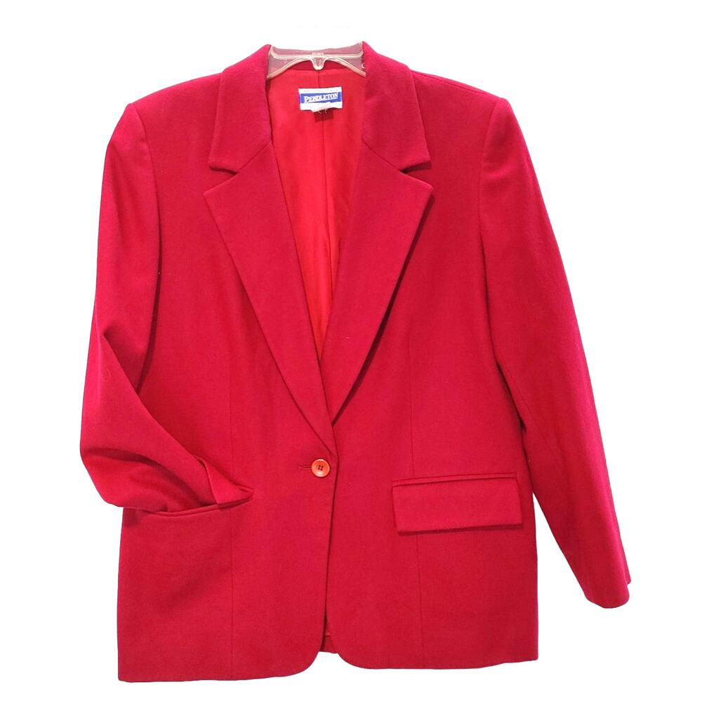 Vintage Pendleton Pure Wool Suit Blazer Jacket Single Button Red Womens Size 10